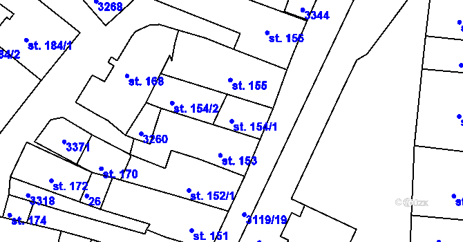 Parcela st. 154/1 v KÚ Bečov nad Teplou, Katastrální mapa
