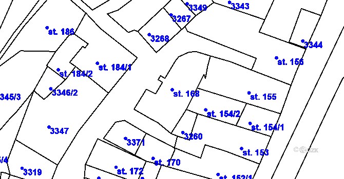 Parcela st. 168 v KÚ Bečov nad Teplou, Katastrální mapa