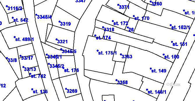 Parcela st. 175/1 v KÚ Bečov nad Teplou, Katastrální mapa