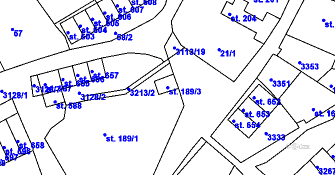 Parcela st. 189/3 v KÚ Bečov nad Teplou, Katastrální mapa