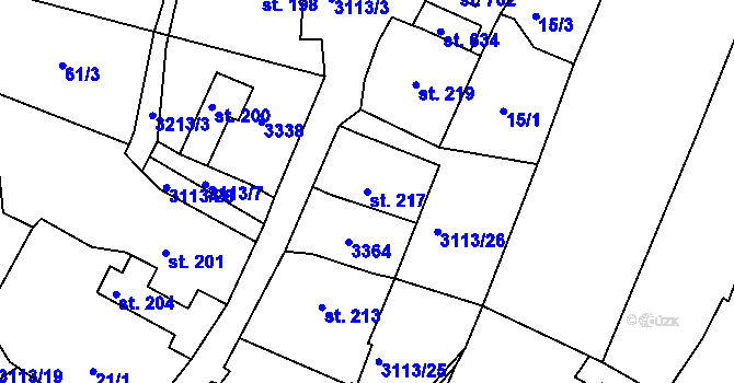 Parcela st. 217 v KÚ Bečov nad Teplou, Katastrální mapa