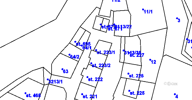 Parcela st. 223/1 v KÚ Bečov nad Teplou, Katastrální mapa