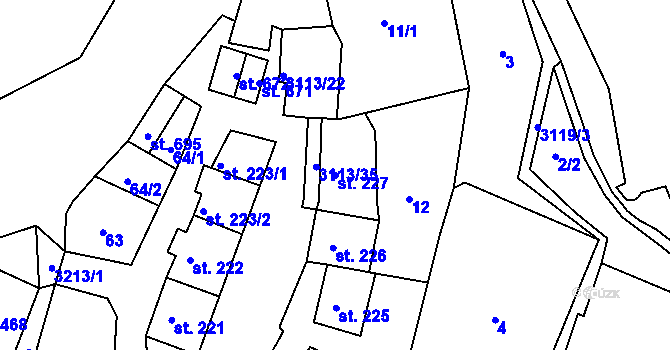 Parcela st. 227 v KÚ Bečov nad Teplou, Katastrální mapa