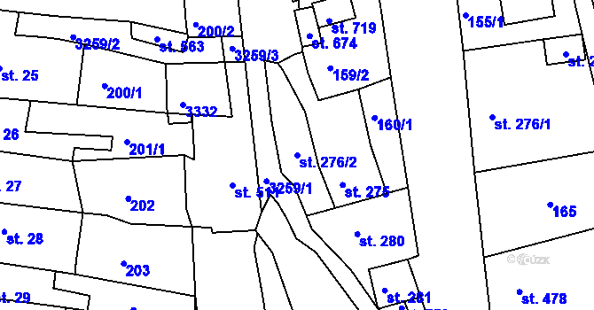 Parcela st. 276/2 v KÚ Bečov nad Teplou, Katastrální mapa