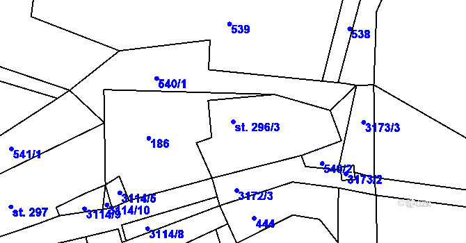 Parcela st. 296/3 v KÚ Bečov nad Teplou, Katastrální mapa
