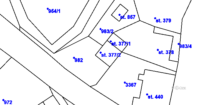 Parcela st. 377/2 v KÚ Bečov nad Teplou, Katastrální mapa