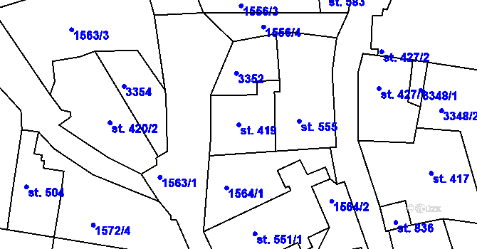 Parcela st. 419 v KÚ Bečov nad Teplou, Katastrální mapa