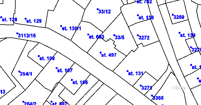 Parcela st. 497 v KÚ Bečov nad Teplou, Katastrální mapa