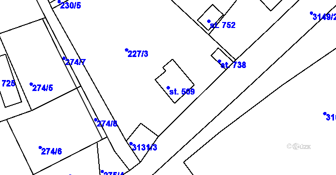 Parcela st. 509 v KÚ Bečov nad Teplou, Katastrální mapa