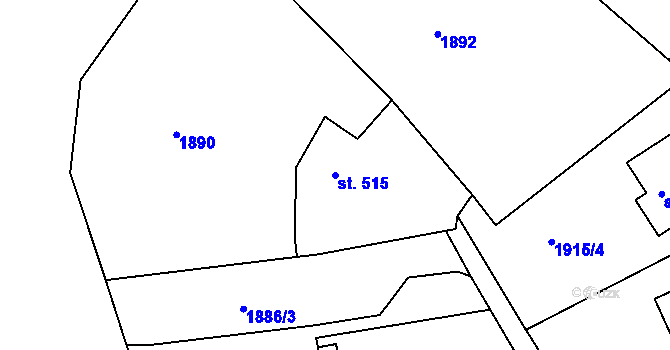 Parcela st. 515 v KÚ Bečov nad Teplou, Katastrální mapa