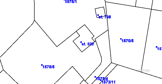 Parcela st. 522 v KÚ Bečov nad Teplou, Katastrální mapa