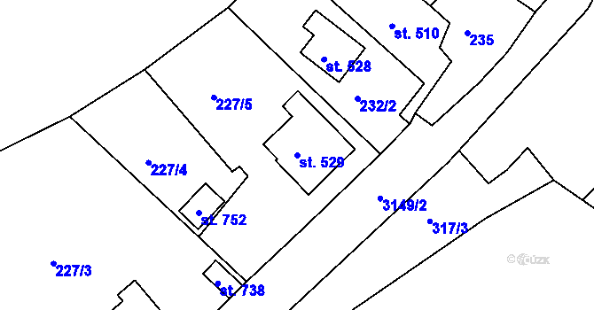 Parcela st. 529 v KÚ Bečov nad Teplou, Katastrální mapa
