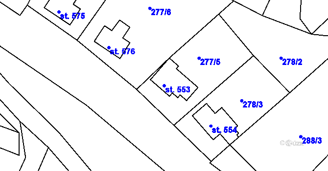 Parcela st. 553 v KÚ Bečov nad Teplou, Katastrální mapa