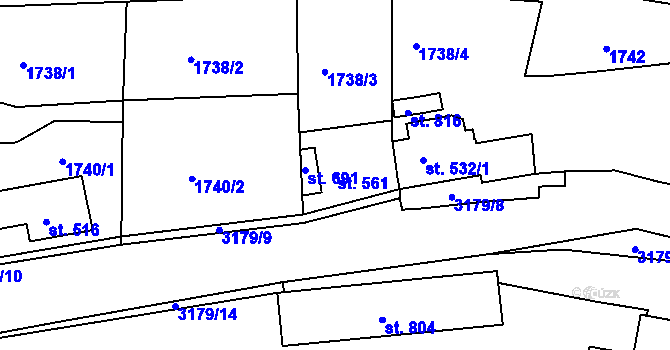 Parcela st. 561 v KÚ Bečov nad Teplou, Katastrální mapa