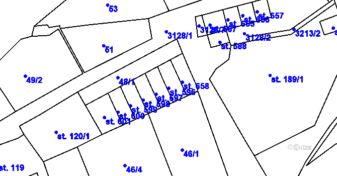 Parcela st. 596 v KÚ Bečov nad Teplou, Katastrální mapa