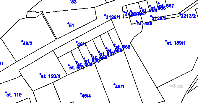 Parcela st. 597 v KÚ Bečov nad Teplou, Katastrální mapa