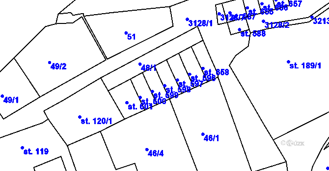 Parcela st. 598 v KÚ Bečov nad Teplou, Katastrální mapa