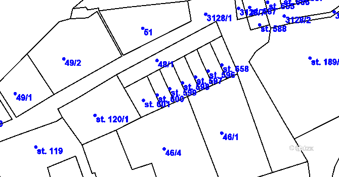 Parcela st. 599 v KÚ Bečov nad Teplou, Katastrální mapa