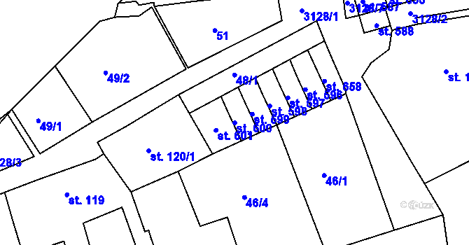 Parcela st. 600 v KÚ Bečov nad Teplou, Katastrální mapa