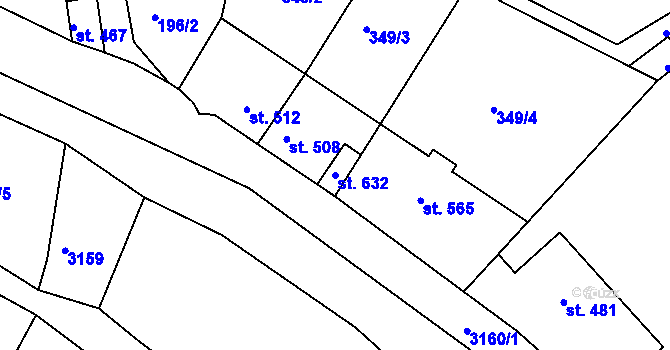 Parcela st. 632 v KÚ Bečov nad Teplou, Katastrální mapa