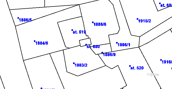 Parcela st. 680 v KÚ Bečov nad Teplou, Katastrální mapa