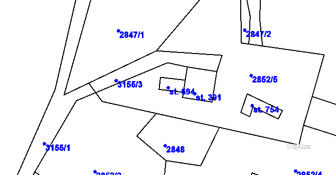 Parcela st. 694 v KÚ Bečov nad Teplou, Katastrální mapa