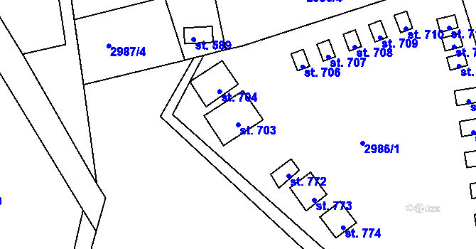 Parcela st. 703 v KÚ Bečov nad Teplou, Katastrální mapa