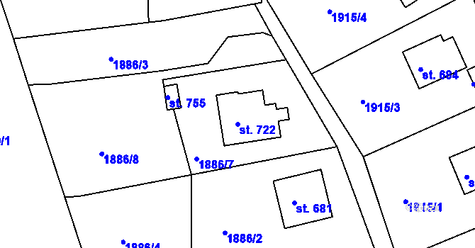 Parcela st. 722 v KÚ Bečov nad Teplou, Katastrální mapa