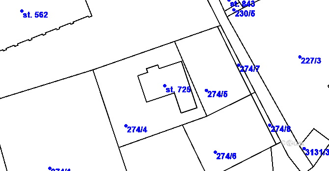 Parcela st. 725 v KÚ Bečov nad Teplou, Katastrální mapa