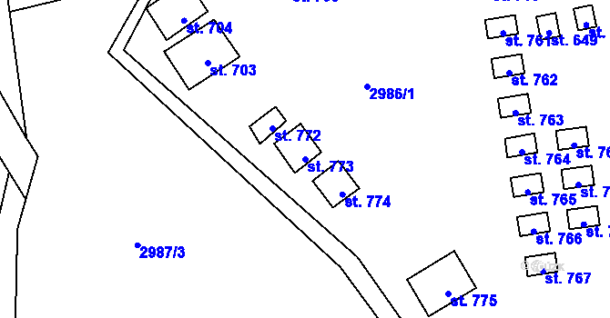Parcela st. 773 v KÚ Bečov nad Teplou, Katastrální mapa