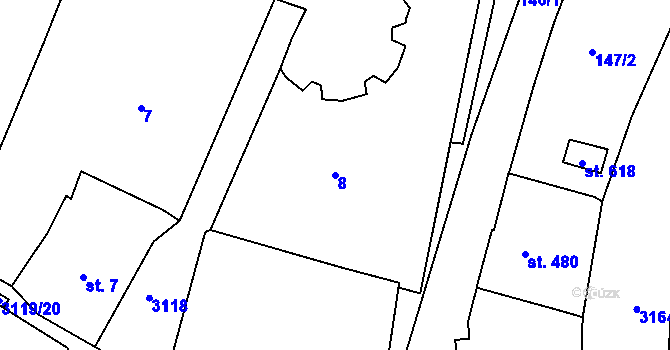 Parcela st. 8 v KÚ Bečov nad Teplou, Katastrální mapa