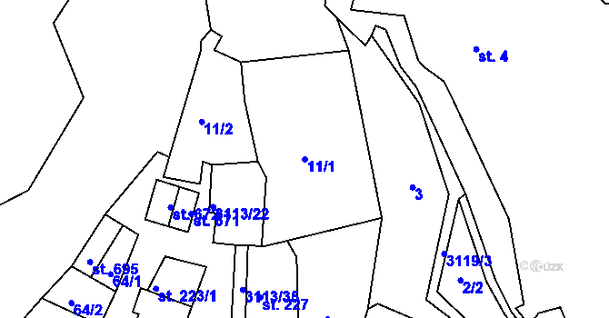 Parcela st. 11/1 v KÚ Bečov nad Teplou, Katastrální mapa