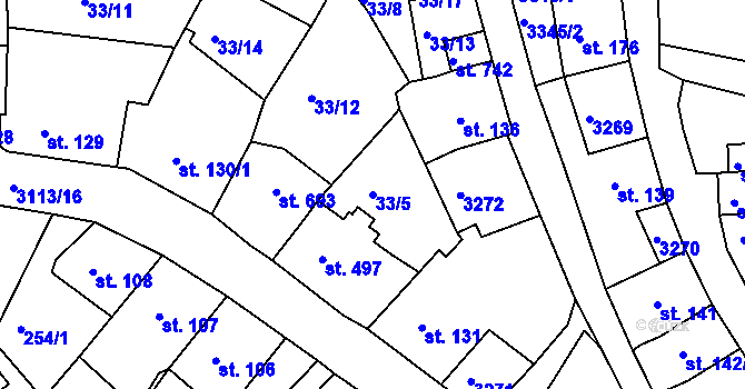 Parcela st. 33/5 v KÚ Bečov nad Teplou, Katastrální mapa