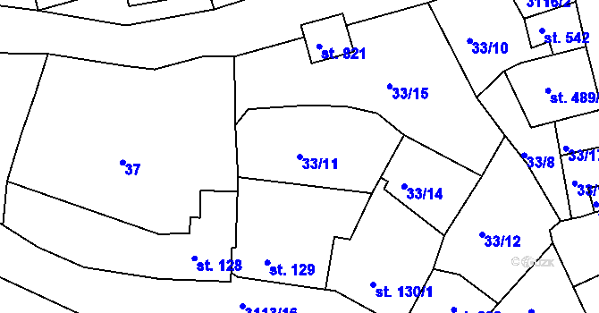 Parcela st. 33/11 v KÚ Bečov nad Teplou, Katastrální mapa