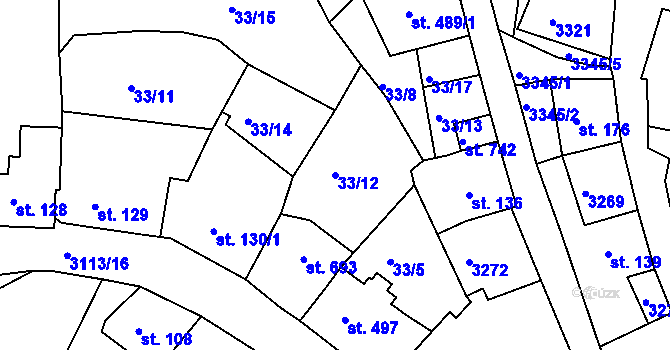 Parcela st. 33/12 v KÚ Bečov nad Teplou, Katastrální mapa