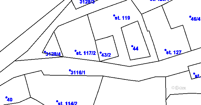 Parcela st. 43/2 v KÚ Bečov nad Teplou, Katastrální mapa