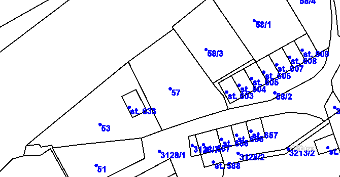 Parcela st. 57 v KÚ Bečov nad Teplou, Katastrální mapa