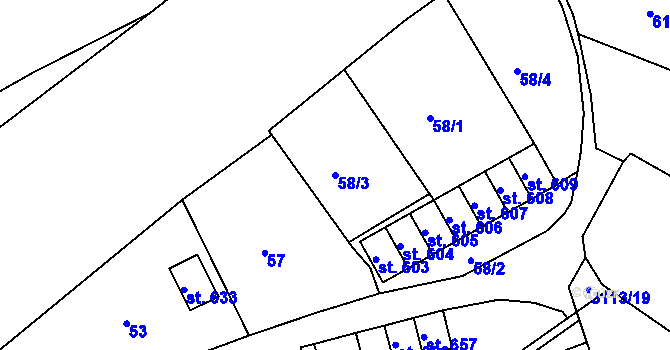 Parcela st. 58/3 v KÚ Bečov nad Teplou, Katastrální mapa