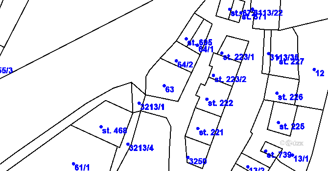 Parcela st. 63 v KÚ Bečov nad Teplou, Katastrální mapa