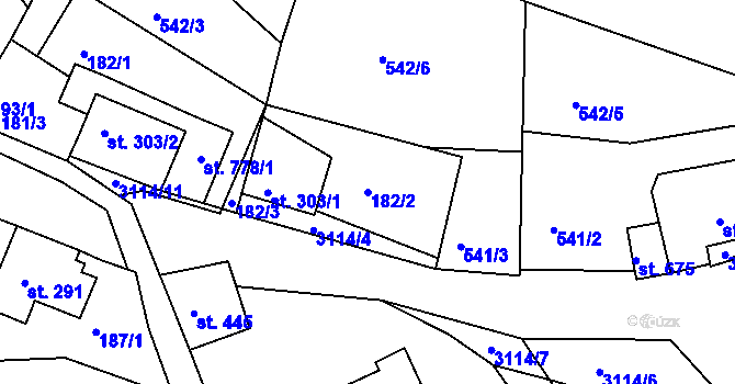 Parcela st. 182/2 v KÚ Bečov nad Teplou, Katastrální mapa