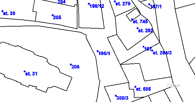 Parcela st. 196/1 v KÚ Bečov nad Teplou, Katastrální mapa