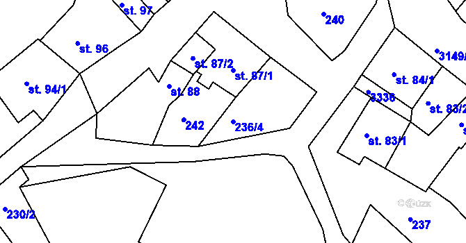 Parcela st. 236/4 v KÚ Bečov nad Teplou, Katastrální mapa