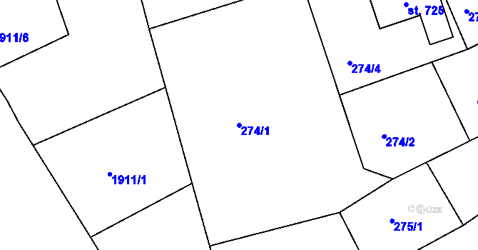 Parcela st. 274/1 v KÚ Bečov nad Teplou, Katastrální mapa