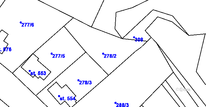Parcela st. 278/2 v KÚ Bečov nad Teplou, Katastrální mapa