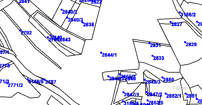 Parcela st. 2844/1 v KÚ Bečov nad Teplou, Katastrální mapa
