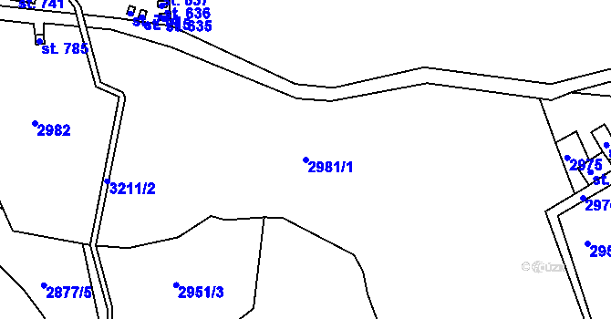 Parcela st. 2981/1 v KÚ Bečov nad Teplou, Katastrální mapa