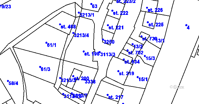 Parcela st. 3113/3 v KÚ Bečov nad Teplou, Katastrální mapa