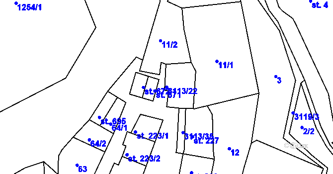 Parcela st. 3113/22 v KÚ Bečov nad Teplou, Katastrální mapa