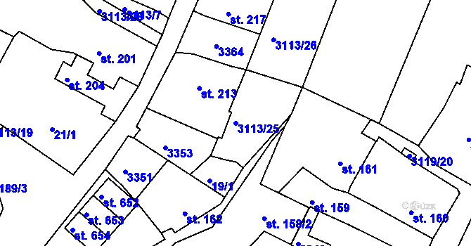 Parcela st. 3113/25 v KÚ Bečov nad Teplou, Katastrální mapa