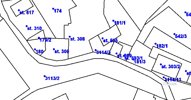 Parcela st. 3114/3 v KÚ Bečov nad Teplou, Katastrální mapa